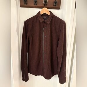 Monsieur Scotch Brown herring bone print shacket